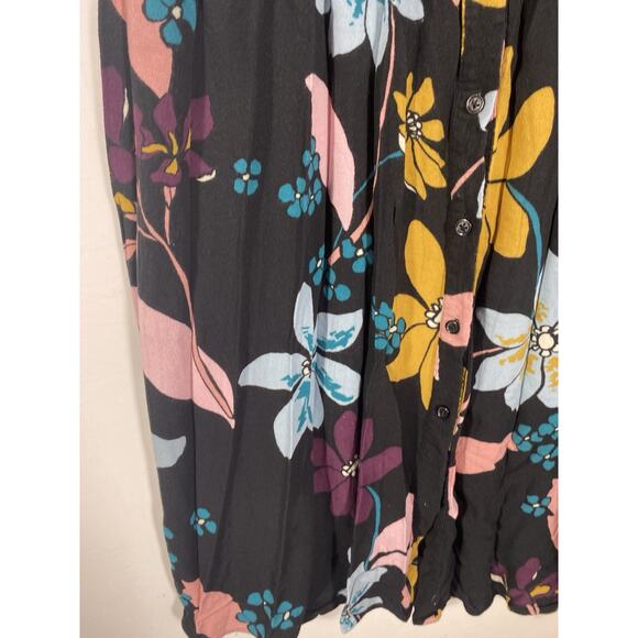 Who What Wear Dress Size 2X Black Floral Shirt Dress Sleeveless Dark Romantic - Picture 4 of 12